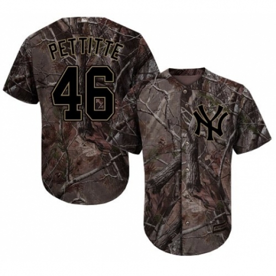 Men's Majestic New York Yankees 46 Andy Pettitte Authentic Camo Realtree Collection Flex Base MLB Jersey