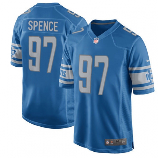 Men's Nike Detroit Lions 97 Akeem Spence Game Light Blue Team Color NFL Jersey