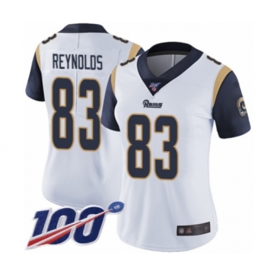 Women's Los Angeles Rams 83 Josh Reynolds White Vapor Untouchable Limited Player 100th Season Football Jersey