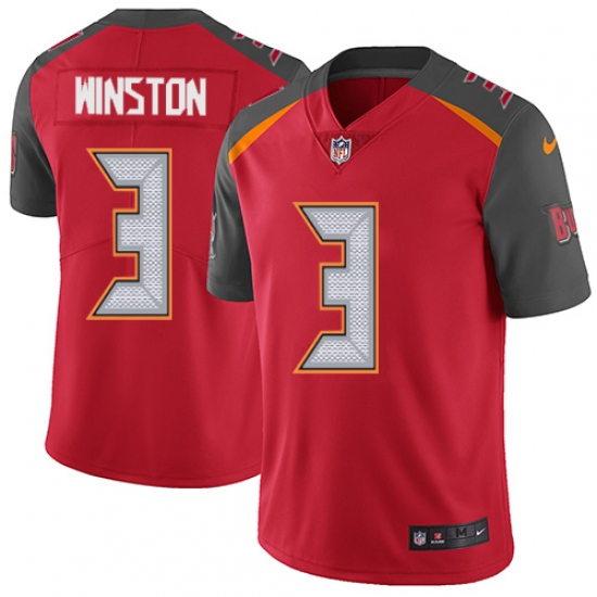 Men's Nike Tampa Bay Buccaneers 3 Jameis Winston Limited Red Rush Drift Fashion NFL Jersey