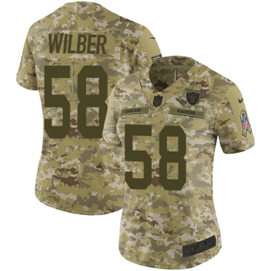 Women's Nike Oakland Raiders 58 Kyle Wilber Limited Camo 2018 Salute to Service NFL Jersey