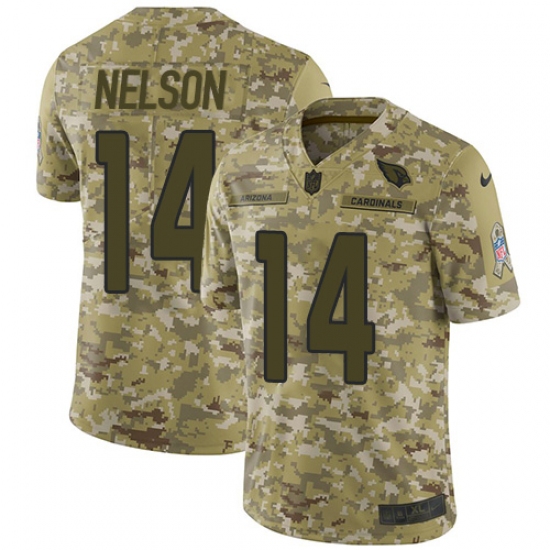 Men's Nike Arizona Cardinals 14 J.J. Nelson Limited Camo 2018 Salute to Service NFL Jersey