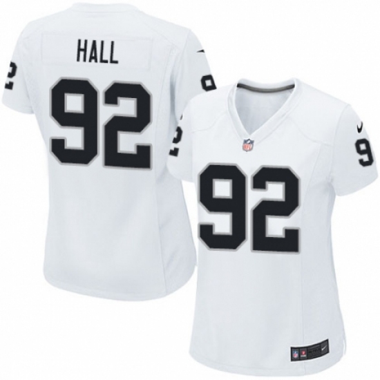 Women's Nike Oakland Raiders 92 P.J. Hall Game White NFL Jersey