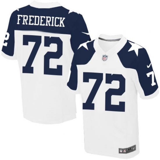Men's Nike Dallas Cowboys 72 Travis Frederick Elite White Throwback Alternate NFL Jersey