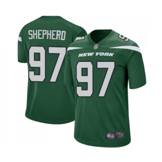 Men's New York Jets 97 Nathan Shepherd Game Green Team Color Football Jersey