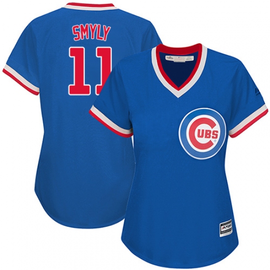 Women's Majestic Chicago Cubs 11 Drew Smyly Replica Royal Blue Cooperstown MLB Jersey