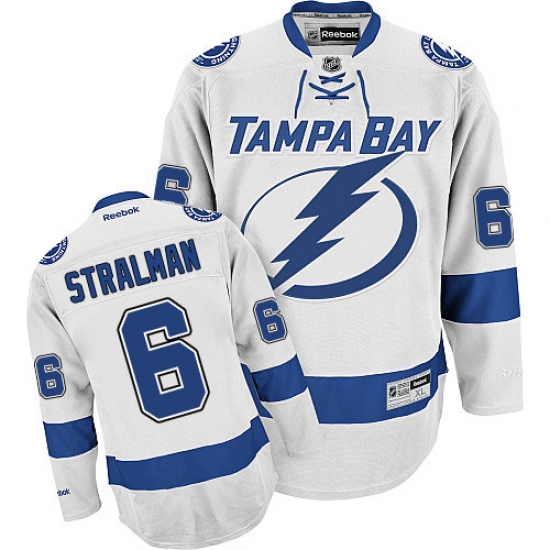 Men's Reebok Tampa Bay Lightning 6 Anton Stralman Authentic White Away NHL Jersey