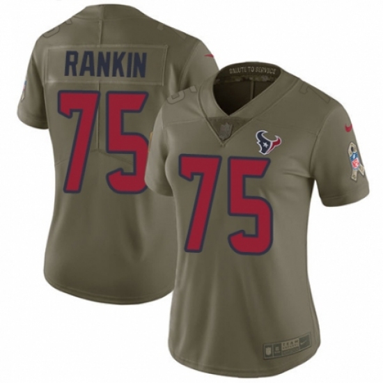 Women's Nike Houston Texans 75 Martinas Rankin Limited Olive 2017 Salute to Service NFL Jersey