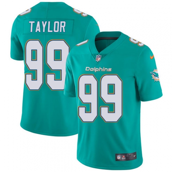 Men's Nike Miami Dolphins 99 Jason Taylor Aqua Green Team Color Vapor Untouchable Limited Player NFL Jersey