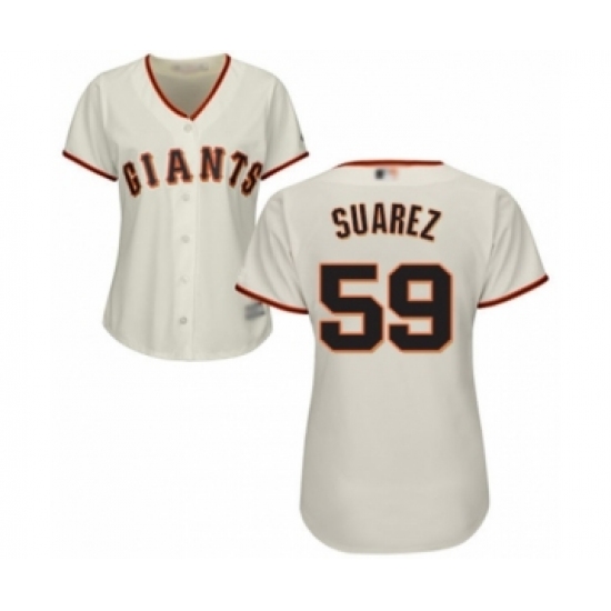 Women's San Francisco Giants 59 Andrew Suarez Authentic Cream Home Cool Base Baseball Player Jersey