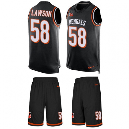 Men's Nike Cincinnati Bengals 58 Carl Lawson Limited Black Tank Top Suit NFL Jersey