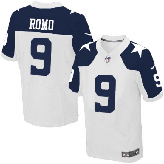 Men's Nike Dallas Cowboys 9 Tony Romo Elite White Throwback Alternate NFL Jersey