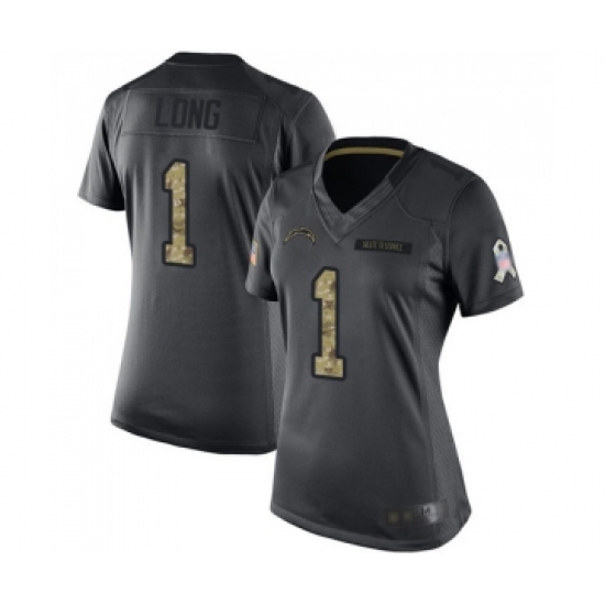 Women's Los Angeles Chargers 1 Ty Long Limited Black 2016 Salute to Service Football Jersey