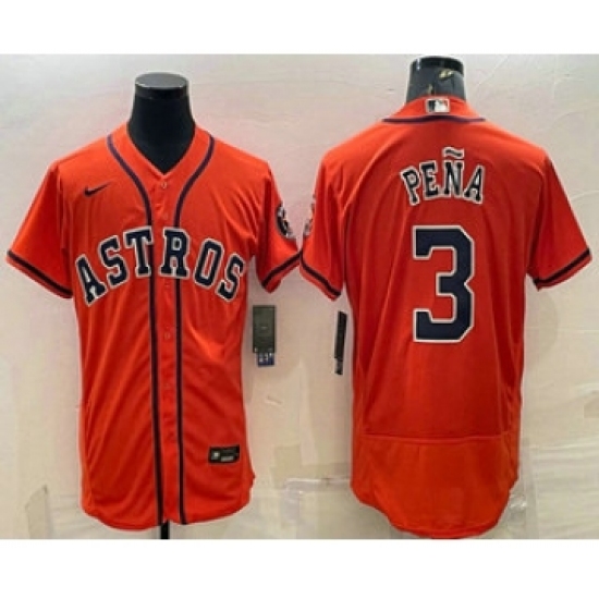 Men's Houston Astros 3 Jeremy Pena Orange Stitched MLB Flex Base Nike Jersey