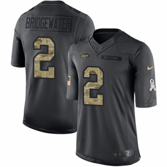 Youth Nike New York Jets 2 Teddy Bridgewater Limited Black 2016 Salute to Service NFL Jersey