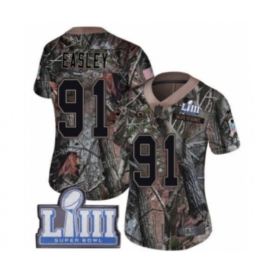 Women's Nike Los Angeles Rams 91 Dominique Easley Camo Rush Realtree Limited Super Bowl LIII Bound NFL Jersey