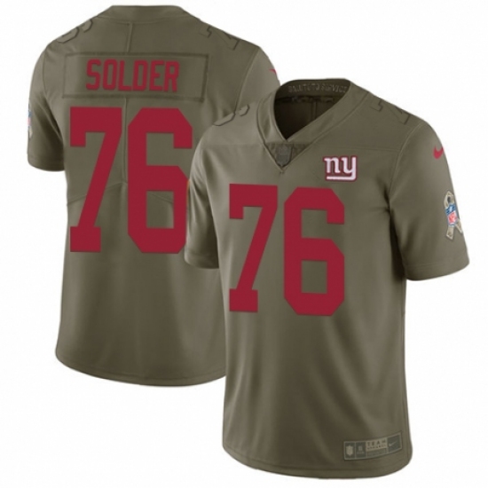 Men's Nike New York Giants 76 Nate Solder Limited Olive 2017 Salute to Service NFL Jersey