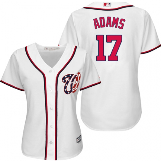 Women's Majestic Washington Nationals 17 Matt Adams Replica White Home Cool Base MLB Jersey
