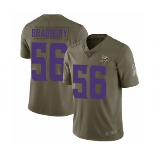 Men's Minnesota Vikings 56 Garrett Bradbury Limited Olive 2017 Salute to Service Football Jersey