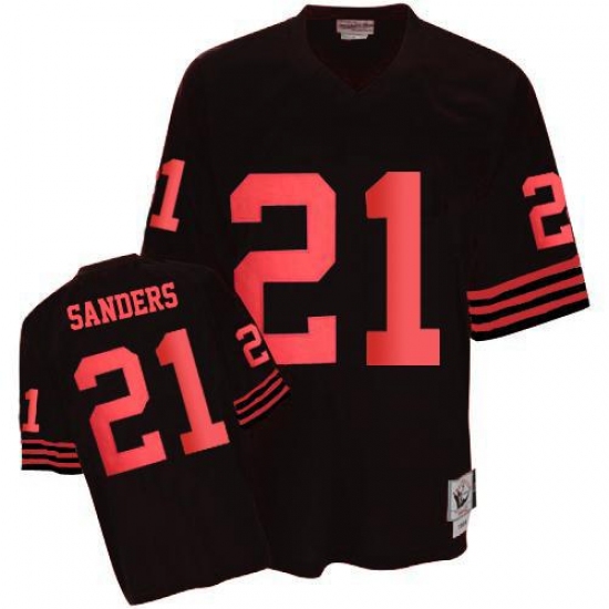 Mitchell and Ness San Francisco 49ers 21 Deion Sanders Authentic Black Throwback NFL Jersey