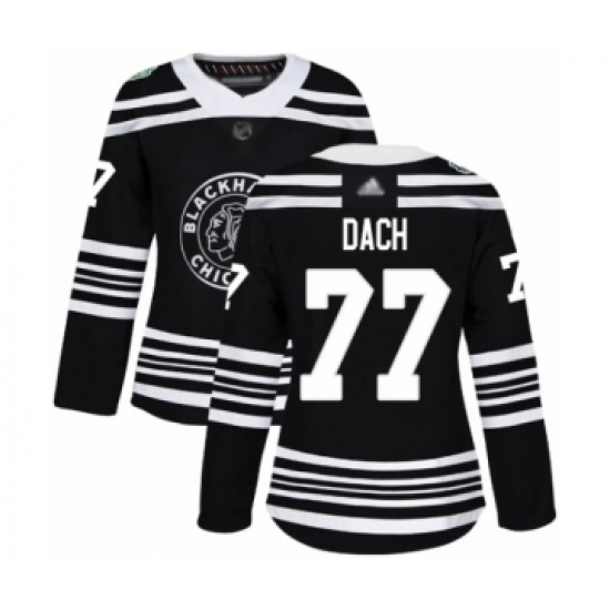 Women's Chicago Blackhawks 77 Kirby Dach Authentic Black 2019 Winter Classic Hockey Jersey