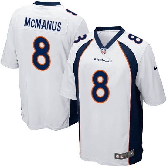 Men's Nike Denver Broncos 8 Brandon McManus Game White NFL Jersey - Click Image to Close