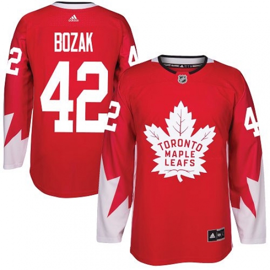 Youth Adidas Toronto Maple Leafs 42 Tyler Bozak Authentic Red Alternate NHL Jersey