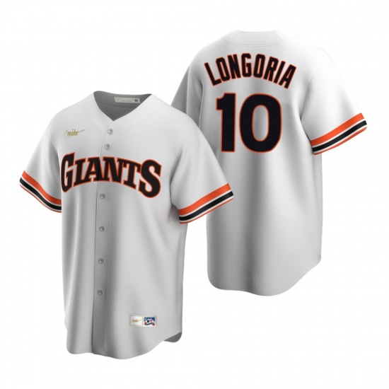 Men's Nike San Francisco Giants 10 Evan Longoria White Cooperstown Collection Home Stitched Baseball Jersey