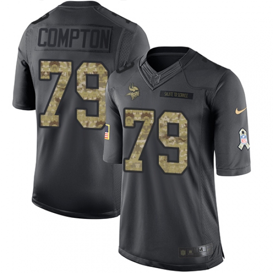 Youth Nike Minnesota Vikings 79 Tom Compton Limited Black 2016 Salute to Service NFL Jersey