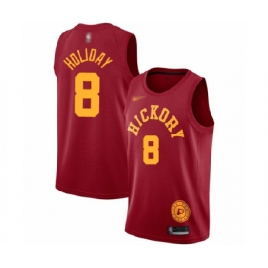 Men's Indiana Pacers 8 Justin Holiday Authentic Red Hardwood Classics Basketball Jersey