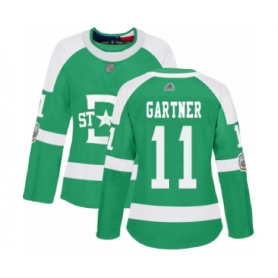 Women's Dallas Stars 11 Mike Gartner Authentic Green 2020 Winter Classic Hockey Jersey