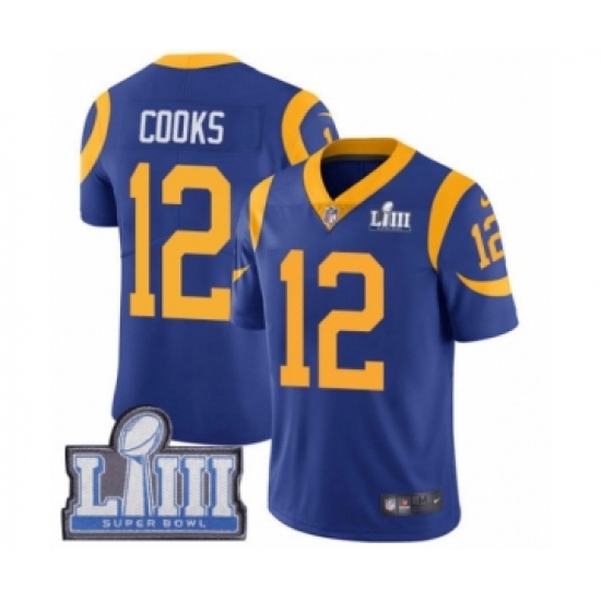 Youth Nike Los Angeles Rams 12 Brandin Cooks Royal Blue Alternate Vapor Untouchable Limited Player Super Bowl LIII Bound NFL Jersey