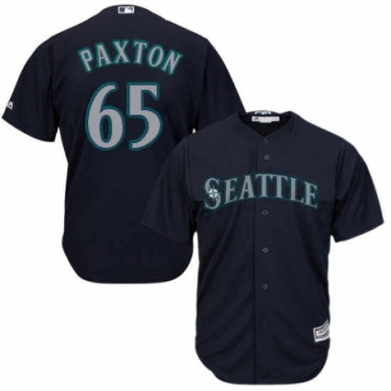 Men's Majestic Seattle Mariners 65 James Paxton Replica Navy Blue Alternate 2 Cool Base MLB Jersey