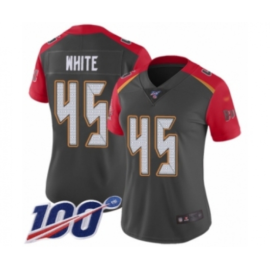 Women's Tampa Bay Buccaneers 45 Devin White Limited Gray Inverted Legend 100th Season Football Jersey