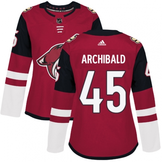 Women's Adidas Arizona Coyotes 45 Josh Archibald Authentic Burgundy Red Home NHL Jersey