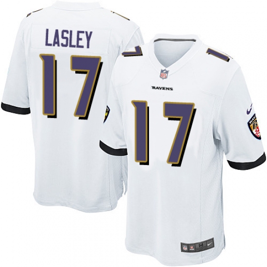 Men's Nike Baltimore Ravens 17 Jordan Lasley Game White NFL Jersey