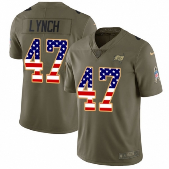 Youth Nike Tampa Bay Buccaneers 47 John Lynch Limited Olive/USA Flag 2017 Salute to Service NFL Jersey