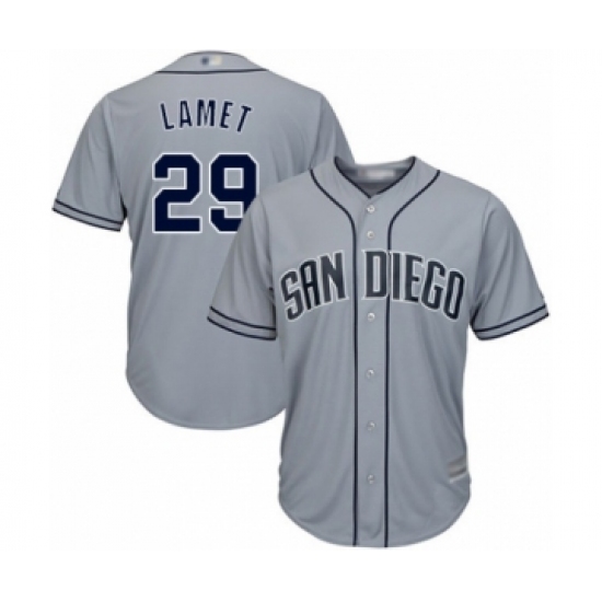 Women's San Diego Padres 29 Dinelson Lamet Authentic Grey Road Cool Base Baseball Player Jersey