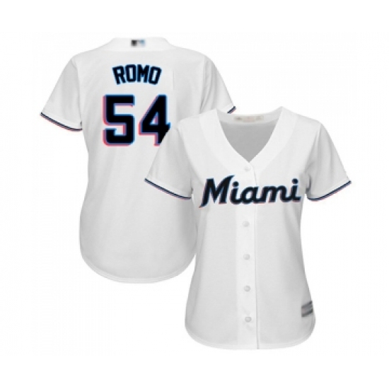 Women's Miami Marlins 54 Sergio Romo Replica White Home Cool Base Baseball Jersey