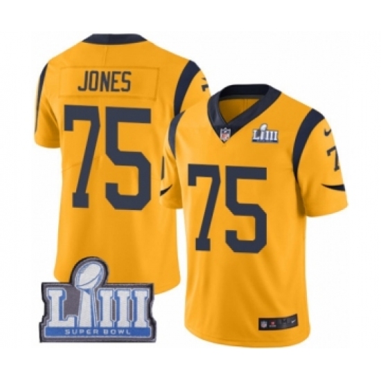 Youth Nike Los Angeles Rams 75 Deacon Jones Limited Gold Rush Vapor Untouchable Super Bowl LIII Bound NFL Jersey