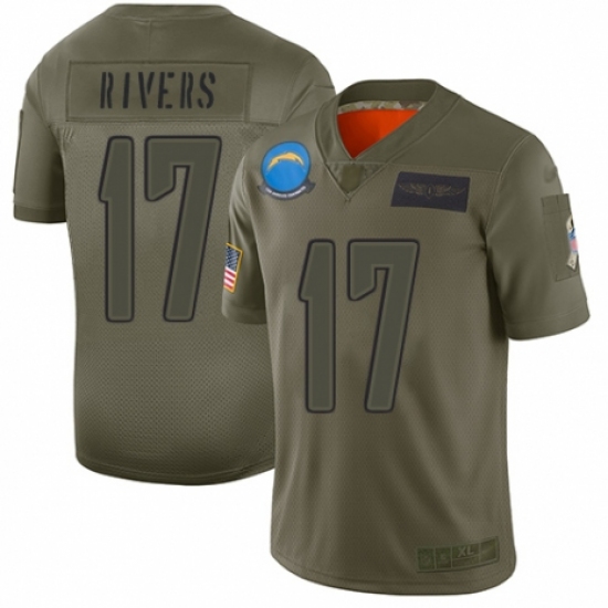 Women's Los Angeles Chargers 17 Philip Rivers Limited Camo 2019 Salute to Service Football Jersey