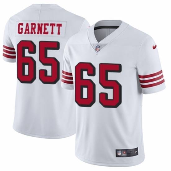 Men's Nike San Francisco 49ers 65 Joshua Garnett Elite White Rush Vapor Untouchable NFL Jersey
