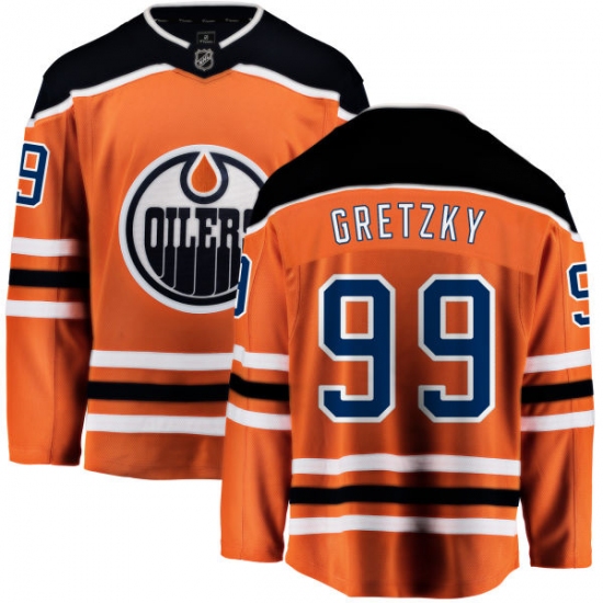Youth Edmonton Oilers 99 Wayne Gretzky Fanatics Branded Orange Home Breakaway NHL Jersey