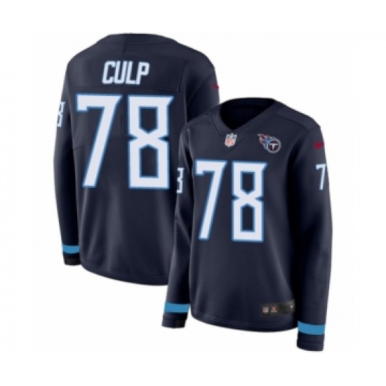 Women's Nike Tennessee Titans 78 Curley Culp Limited Navy Blue Therma Long Sleeve NFL Jersey