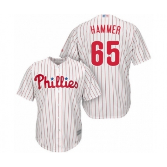 Youth Philadelphia Phillies 65 JD Hammer Authentic White Red Strip Home Cool Base Baseball Player Jersey