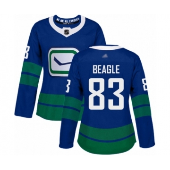 Women's Vancouver Canucks 83 Jay Beagle Authentic Royal Blue Alternate Hockey Jersey