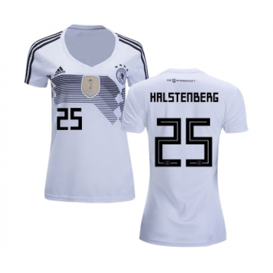 Women's Germany 25 Halstenberg White Home Soccer Country Jersey
