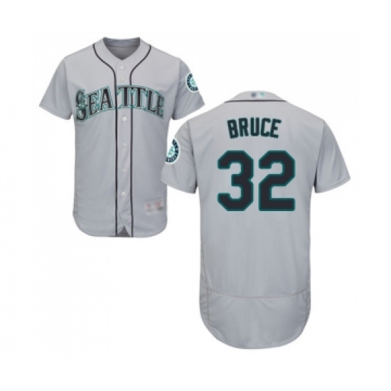 Men's Seattle Mariners 32 Jay Bruce Grey Road Flex Base Authentic Collection Baseball Jersey