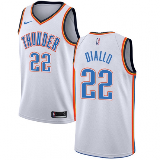 Men's Nike Oklahoma City Thunder 22 Hamidou Diallo Swingman White NBA Jersey - Association Edition
