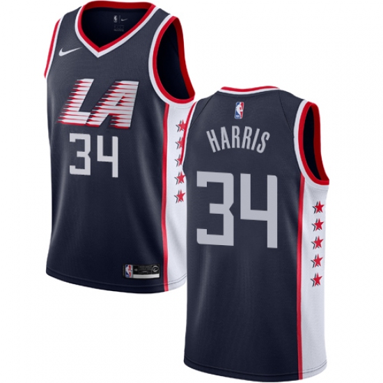Men's Nike Los Angeles Clippers 34 Tobias Harris Swingman Navy Blue NBA Jersey - City Edition
